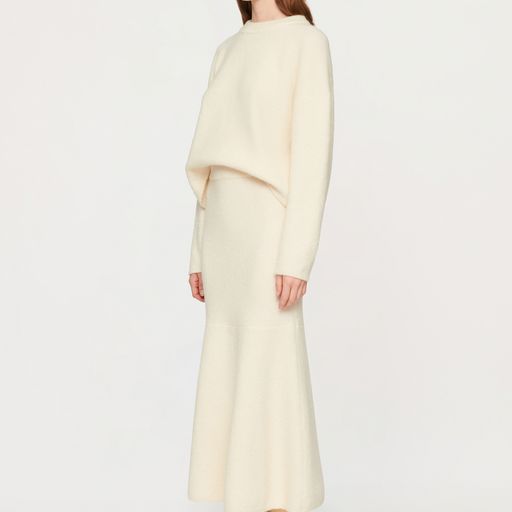 Martha Knitted Longline Skirt Ivory