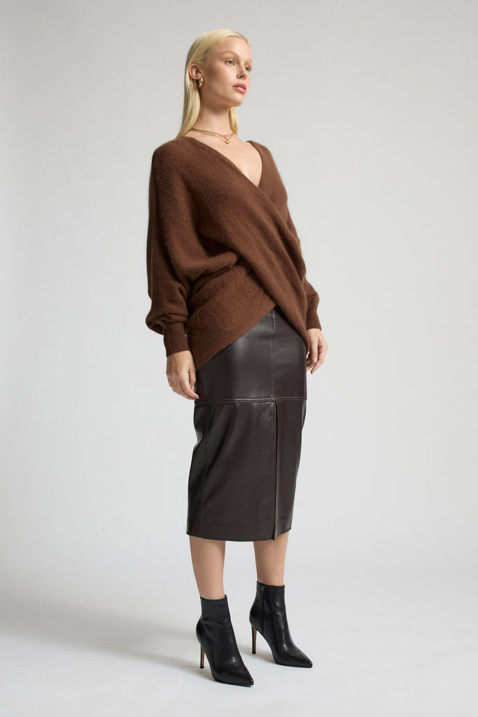 Margot Chocolate Leather Skirt