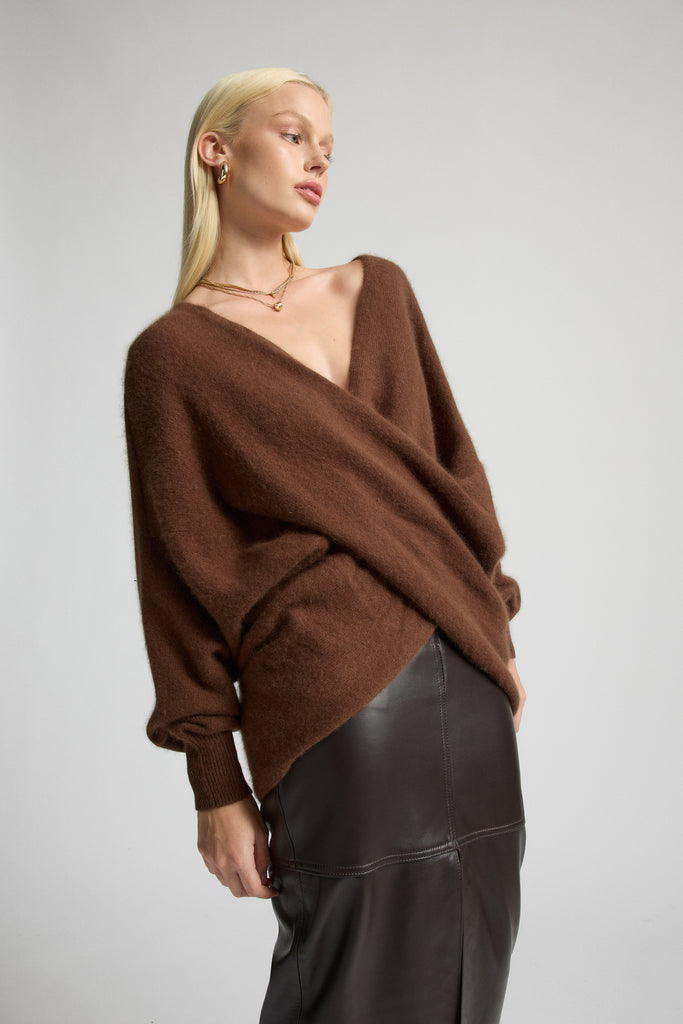 Margot Chocolate Leather Skirt