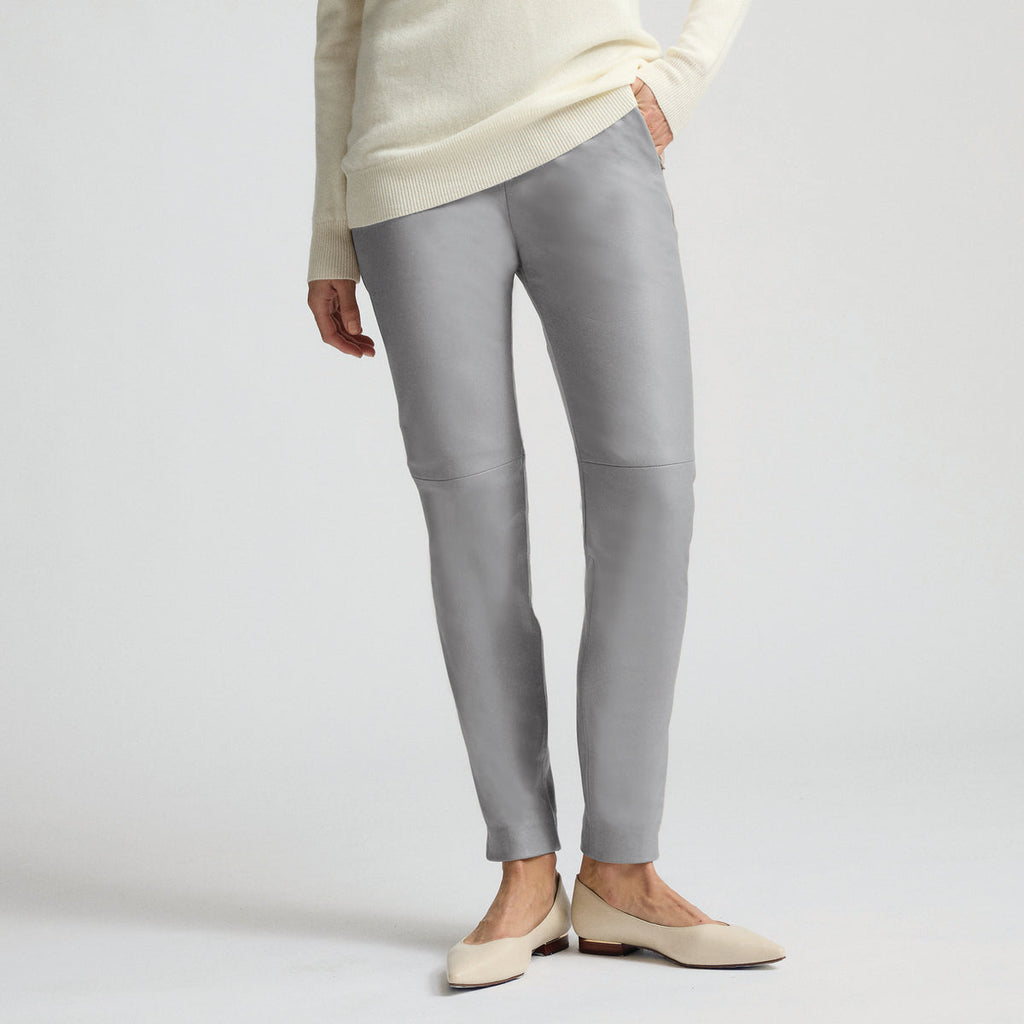 Ava Leather Pant Earl Grey