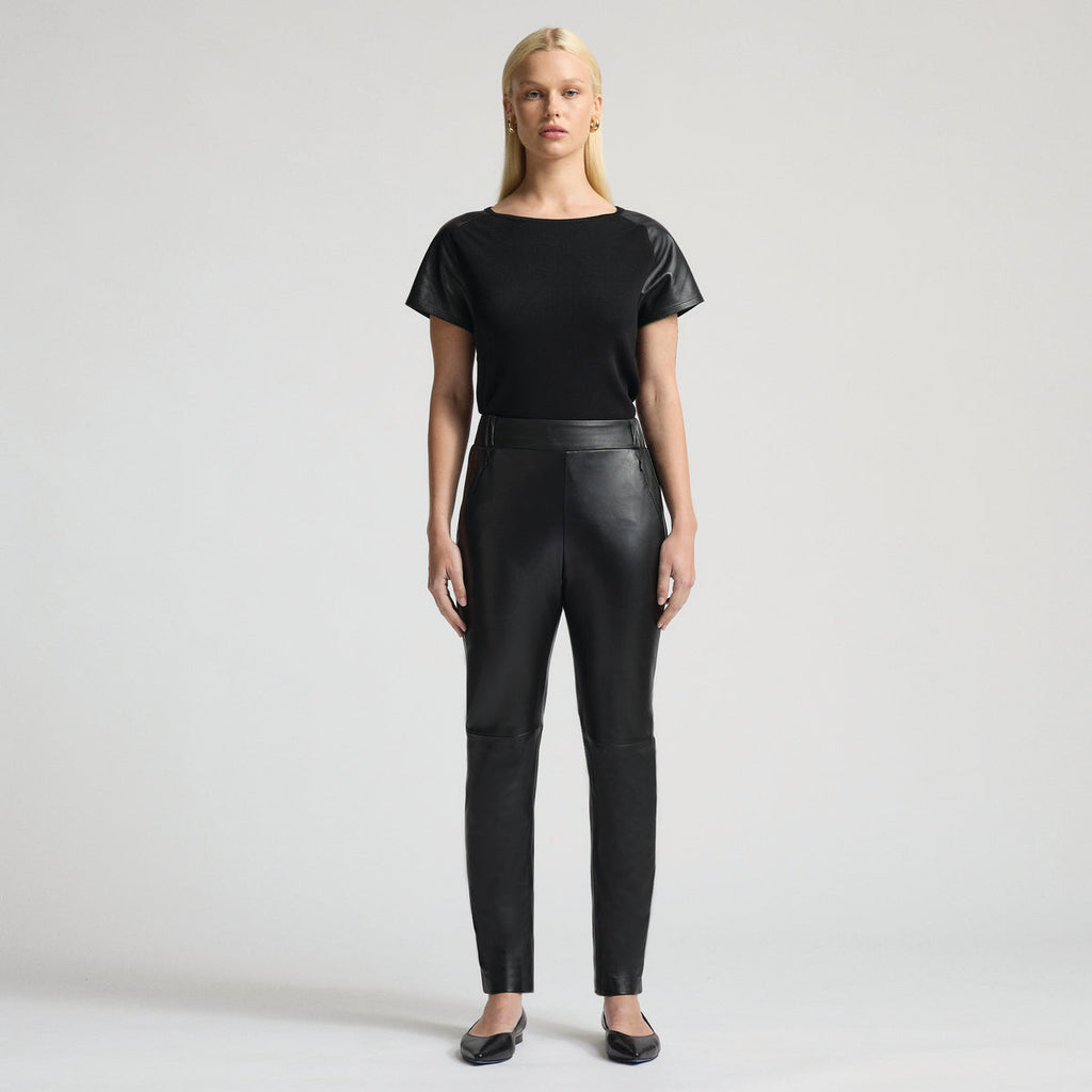 Ava Black Leather Pant