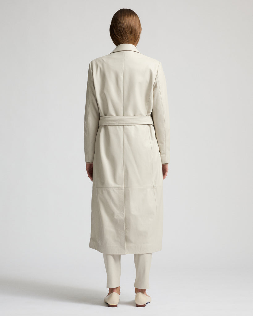 Amelia Leather Trench Coat Milk