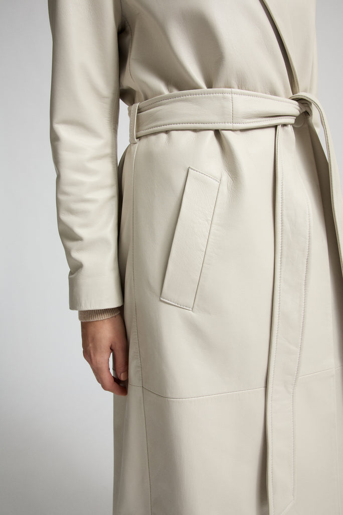 Amelia Leather Trench Coat Milk