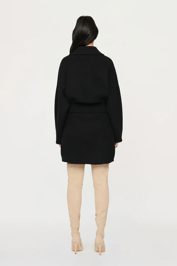 Mia Boiled Wool Skirt Black