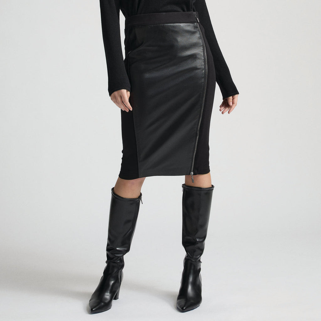 Scarlett Leather Ponte Skirt