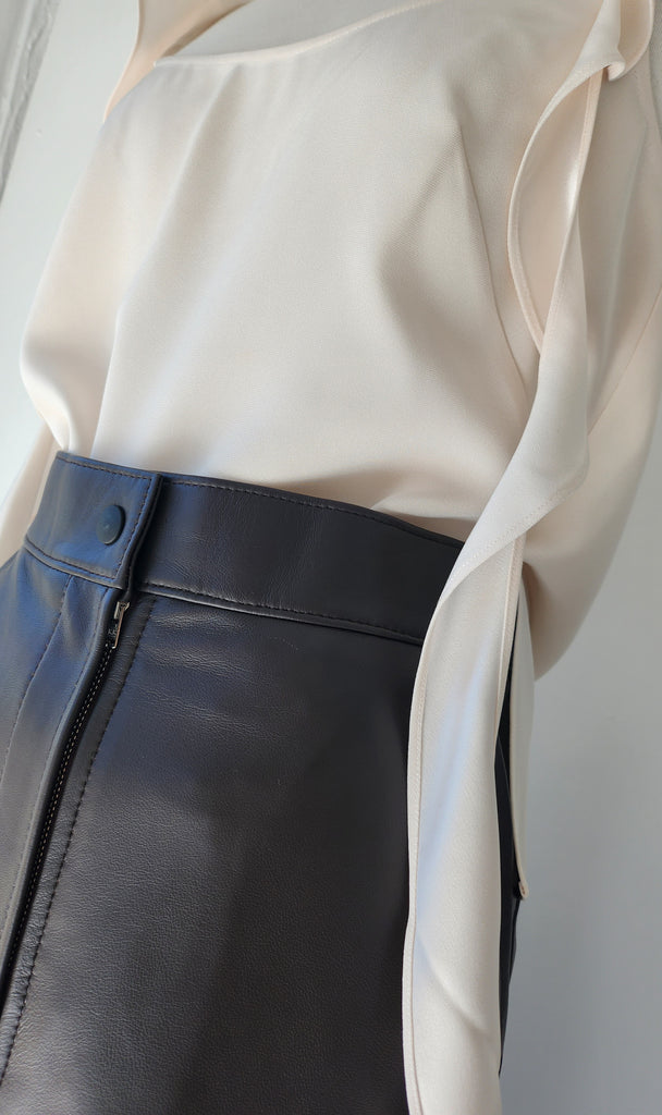 Chocolate Gaia Leather Skirt