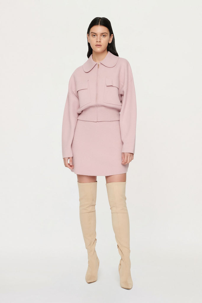 Mia Boiled Wool Skirt Powder Pink