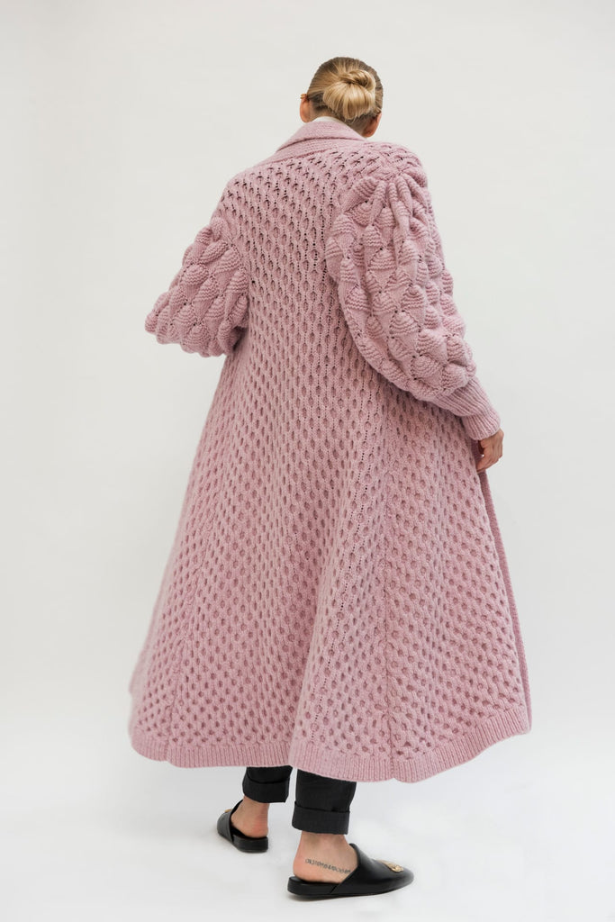 Exclusive Hand Knitted Rose Cashmere Coat
