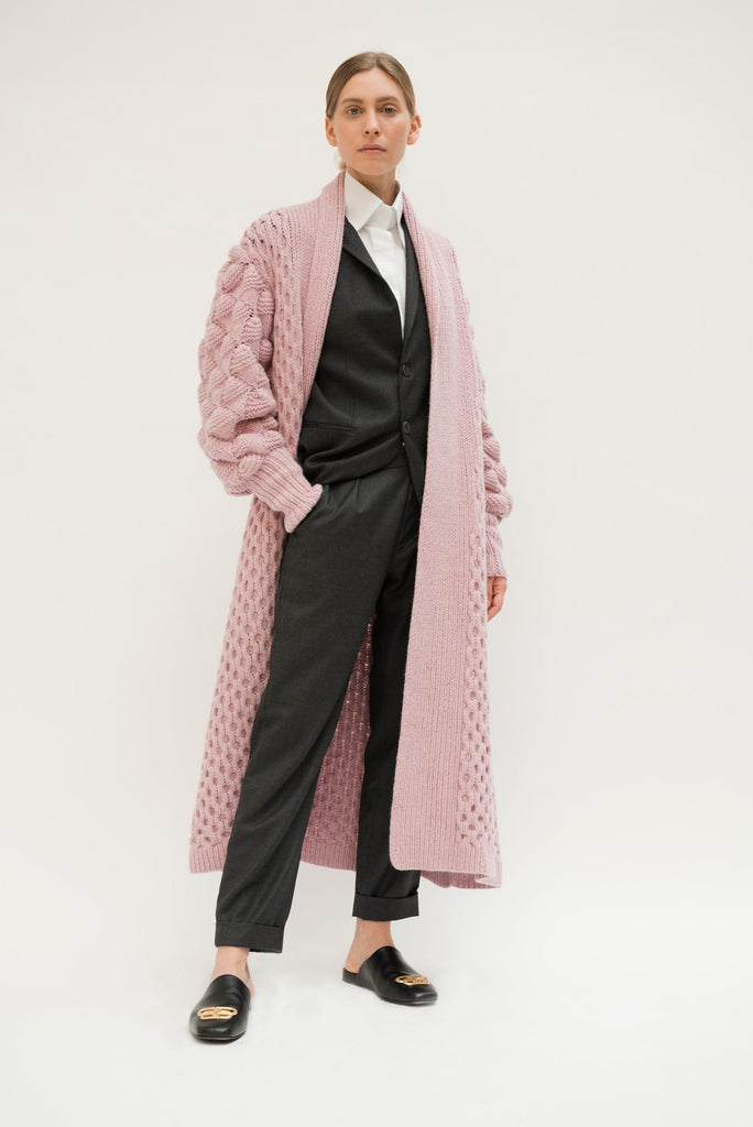 Exclusive Hand Knitted Rose Cashmere Coat