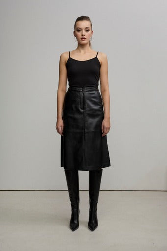 Black Gaia Leather Skirt