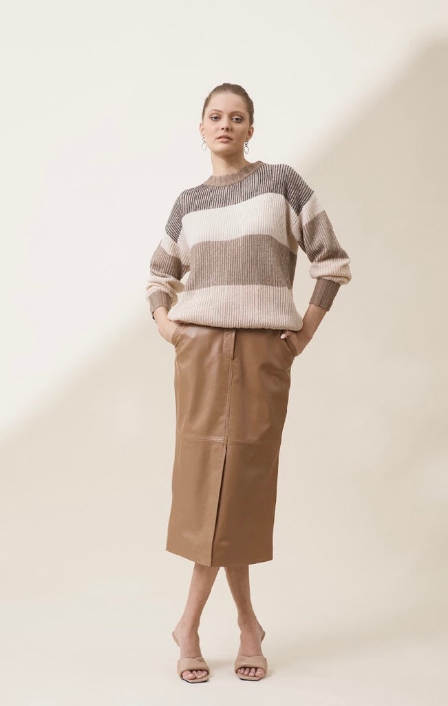Sussana Camel Leather Skirt